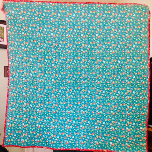 Baby Toddler Crib Quilt Blanket Pioneer Woman Handmade Binding 45"X45" Soft Nice - Picture 4 of 12